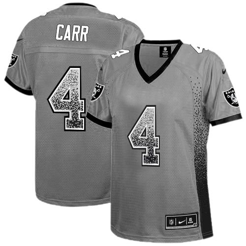 Nike Raiders #4 Derek Carr Grey Women's Stitched NFL Elite Drift Fashion Jersey